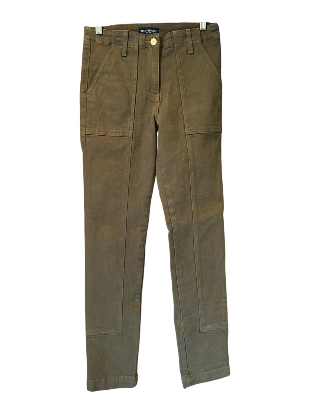 Ramy Brook Arizona Cropped Jeans 24 Clover Olive Green Utility Cargo Denim Pants